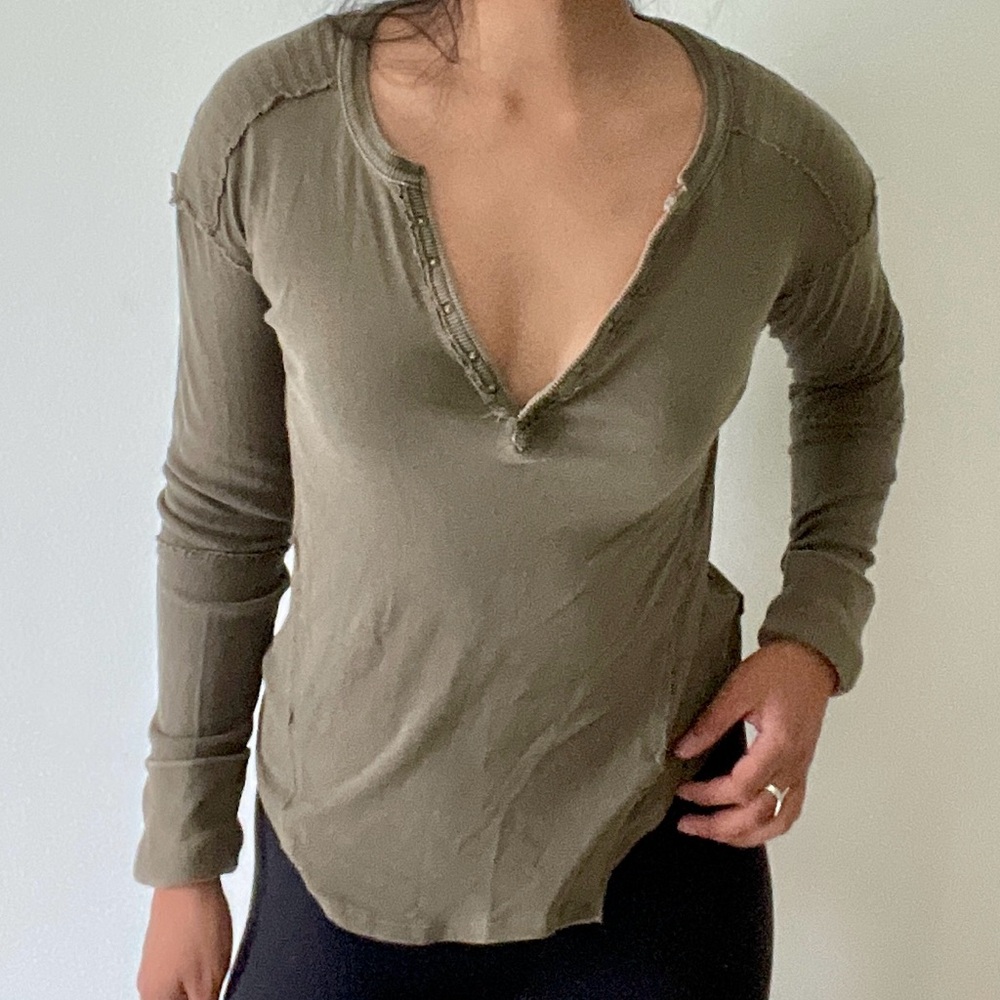 We The Free Military Mix Henley Tee in Army Green